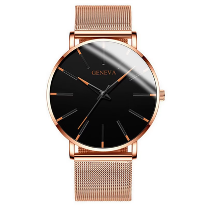 2025 New Fashion Mens Watch Luxury Ultra Thin Stainless Steel Mesh Strap Quartz Watch Rose Gold Watches for Men Reloj Hombre