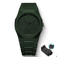 Men'S Fashion Simple Black Large Dial Quartz Watch Casual Polycarbonate Butterfly Buckle Strap Male Waterproof Clock Wristwatch