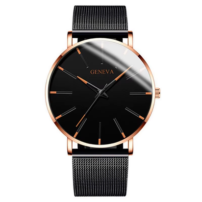 2025 New Fashion Mens Watch Luxury Ultra Thin Stainless Steel Mesh Strap Quartz Watch Rose Gold Watches for Men Reloj Hombre