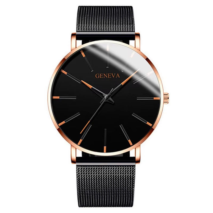 2025 New Fashion Mens Watch Luxury Ultra Thin Stainless Steel Mesh Strap Quartz Watch Rose Gold Watches for Men Reloj Hombre
